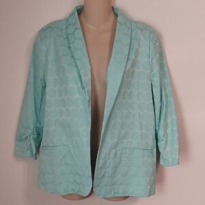 Mint Green Lightweight Blazer With Embossed Circles Grannycore Coastal